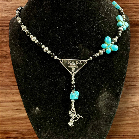 Turquoise Butterfly & Hummingbird Lariat Necklace | Western Boho Statement Necklace | Everyday Layering Piece