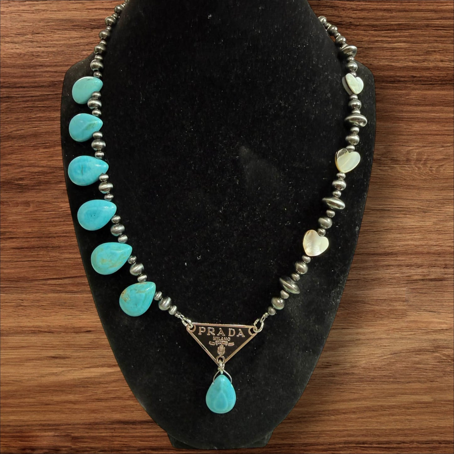 Turquoise Teardrop Lariat Necklace with Heart Accents | Western Boho Statement Necklace | Everyday Layering Piece