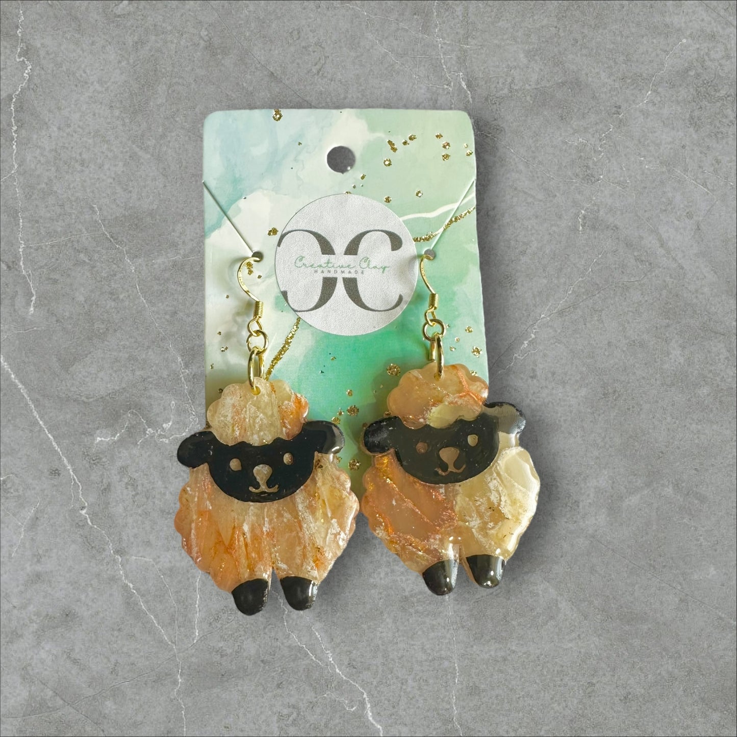 Caramel / Black Face Sheep (Dibè) Earrings