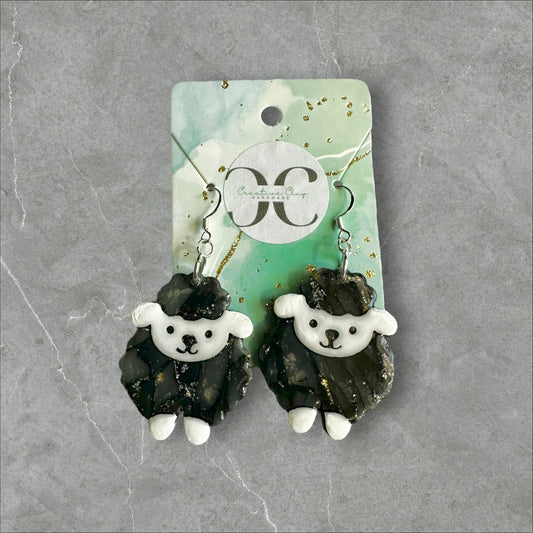 Black / White Face Sheep (Dibè) Earrings