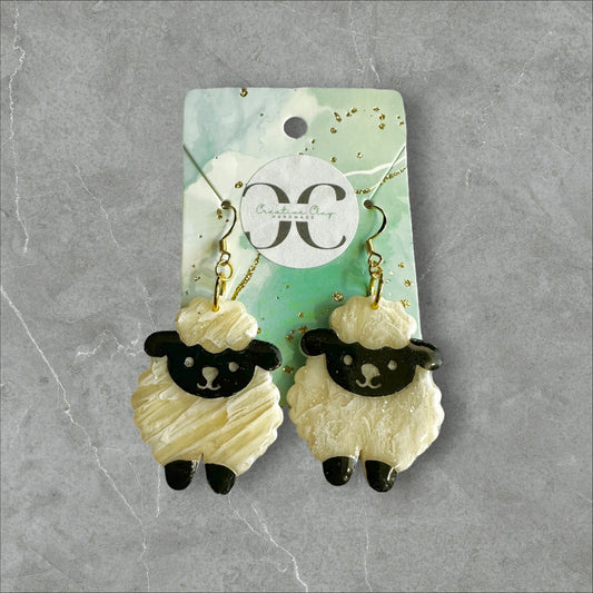 White / Black Face Sheep (Dibè) Earrings